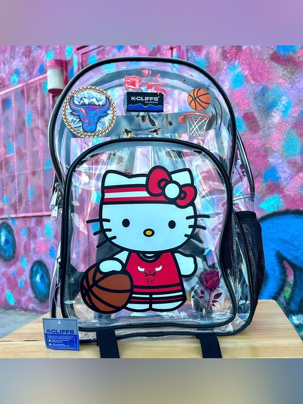 CHICAGO Basketball Clear Backpack 17” - Black / Red